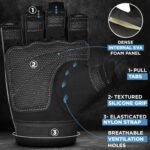 RDX Weight Lifting Gloves Gym Fitness Workout, Anti Slip Palm Protection Half Finger Exercise Glove for Powerlifting Deadlifting Bodybuilding Calisthenics Cycling Rowing Climbing Training, Men Women - Image 5