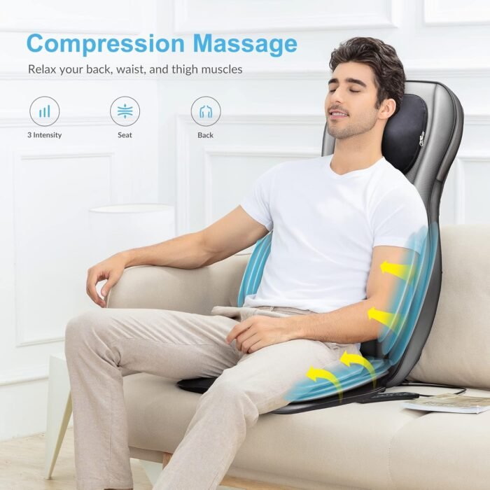 COMFIER Shiatsu Neck Back Massager with Heat, 2D ro 3D Kneading Massage Chair Pad, Adjustable Neck Massage,Seat Massager for Full Body Relaxation, Christmas Gifts for Dad Mom Women Men,Dark Gray - Image 6