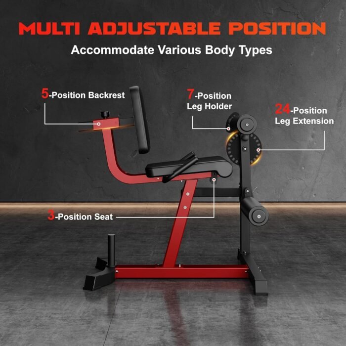 Leg Extension and Curl Machine, 4 in 1 Lower Body Workout Machine, Adjustable Leg Curl Machine with Plate Loaded, Leg Extension Machine with Exercise Bench, Home Gym Weight Machine, Z2 - Image 7