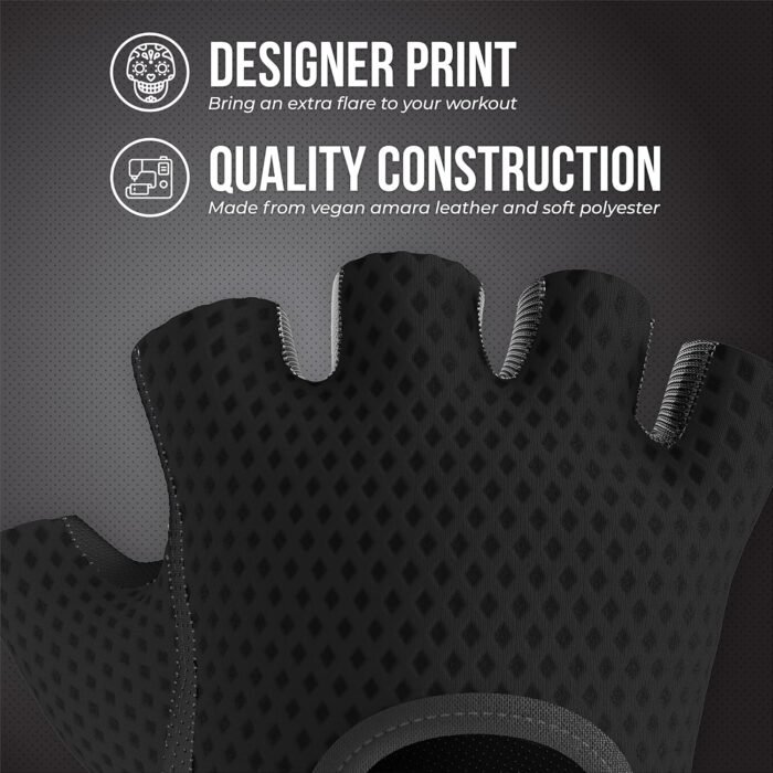 5307 Womens Designer Workout Gloves | Low Sweat Diamond Mesh Fabric w/Grip-Lock™ Silicone Palm - Image 5