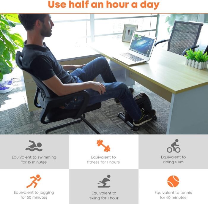 Mini Exercise Bike, AGM Under Desk Bike Pedal Exerciser Foot Cycle Arm & Leg Pedal Exerciser with LCD Screen Displays - Image 8