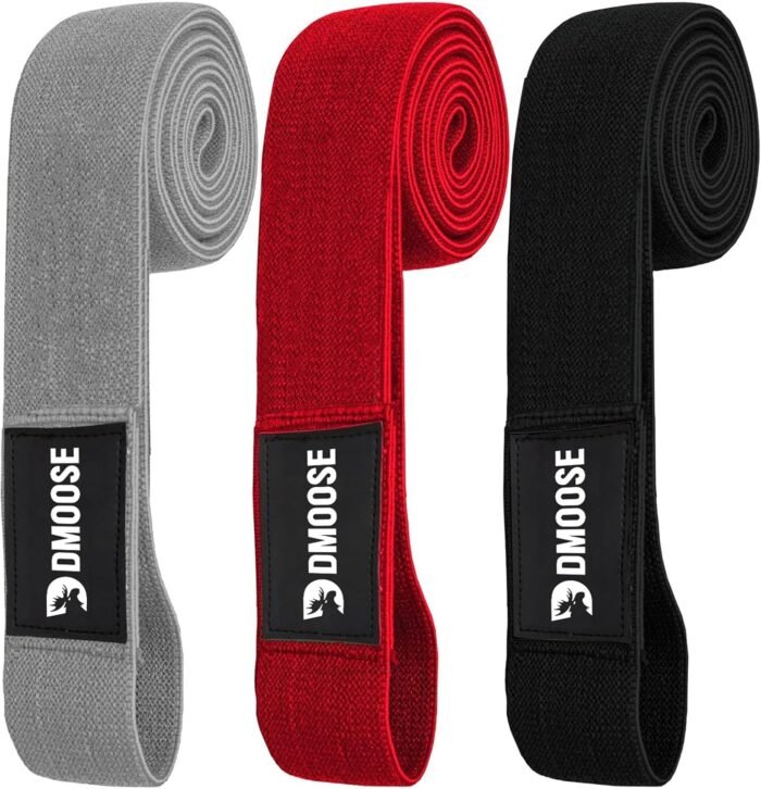 DMoose Fitness Fabric Resistance Bands for Full Body Exercises - Non-Slip Thick Cloth Stretch Band for Squats, Lunges & Bicep Curls - Long Resistance Bands for Working Out - Booty Band for Men & Women - Image 2
