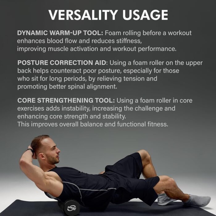 Invincible Fitness EPP Foam Roller for Deep Tissue Massage – Enhance Recovery, Relieve Pain, and Boost Mobility for a Stronger, Healthier You (Black) - Image 5
