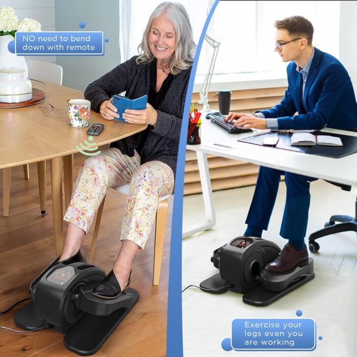 Under Desk Elliptical Machine, Mini Ellipse Leg Exerciser Electric Seated Pedal Fully Assembled Quiet Compact for Seniors Portable Stepper with Remote Control for Home - Image 4
