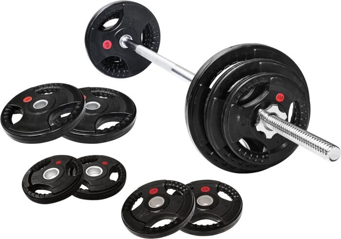 Cast Iron Standard Weight Plates Including 5FT Standard Barbell with Star Locks, 45-Pound Set (35 Pounds Plates + 10 Pounds Barbell), Multiple Packages - Image 2