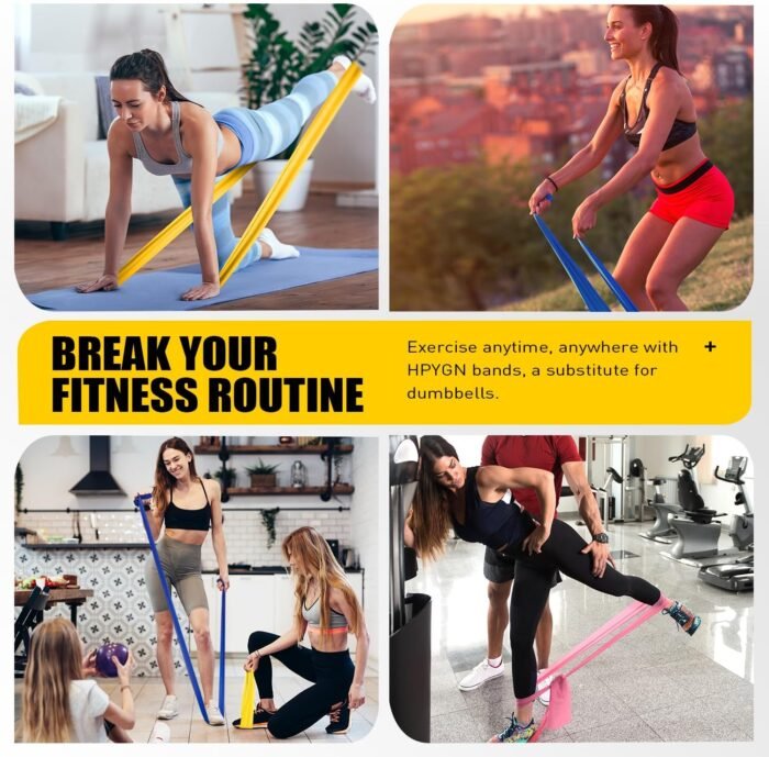 Resistance Bands, Exercise Bands, Physical Therapy Bands for Strength Training, Yoga, Pilates, Stretch Elastic Band with Different Strengths, Workout Bands for Home Gym - Image 4