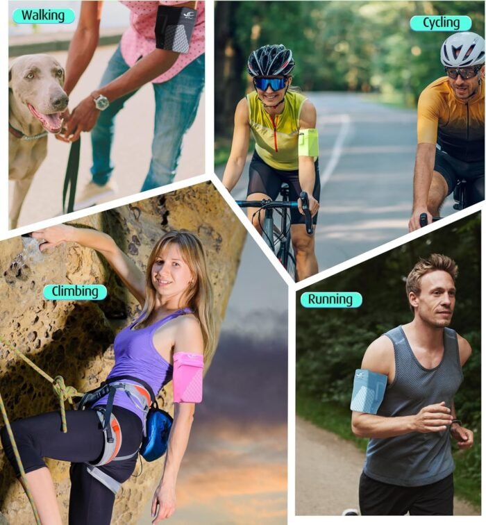 HiRui Universal Sports Armband Cell Phone Armband Sleeves Running Armband for Exercise Workout, Compatible with iPhone 16/16Plus/Pro/15/15Plus/14/13 Samsung Galaxy All Phones (Medium, Bright Yellow) - Image 8