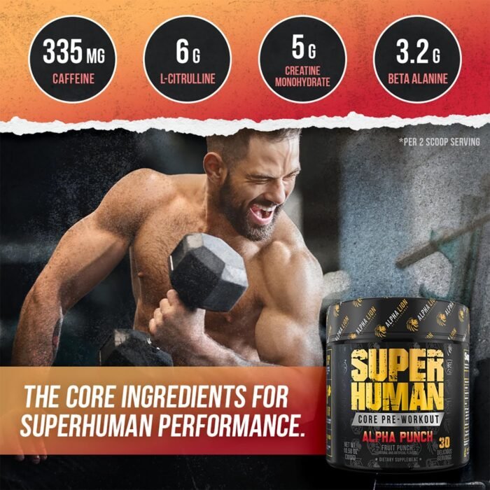 ALPHA LION Core Pre Workout Powder with Creatine for Performance, Beta Alanine for Muscle, L-Citrulline for Pump & Tri-Source Caffeine for Sustained Energy (30 Servings, Fruit Punch Flavor) - Image 5