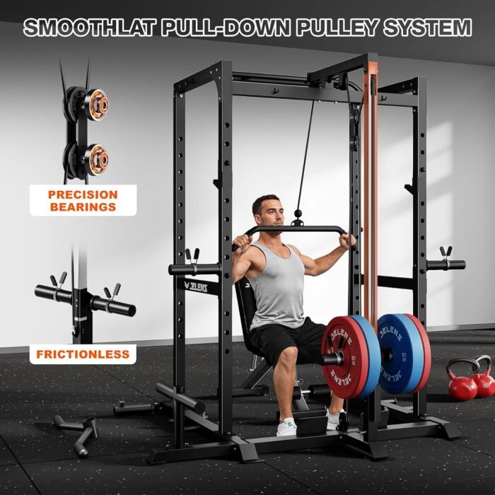 S21 Power Cage, Multi-Function Power Rack with Adjustable Cable Crossover System, 2000LBS Squat Rack for Home Gym with More Training Attachments - Image 6