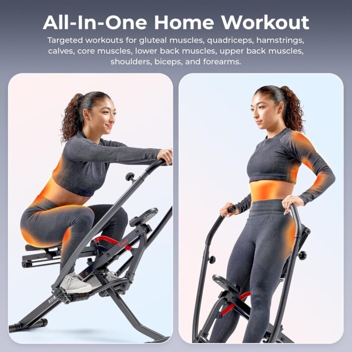 Sunny Health & Fitness Smart Compact Full Motion Rowing Machine, Full-Body Workout, Low-Impact, Extra-Long Rail, 350 LB Weight Capacity and Optional Free SunnyFit® App Enhanced Connectivity - Image 3