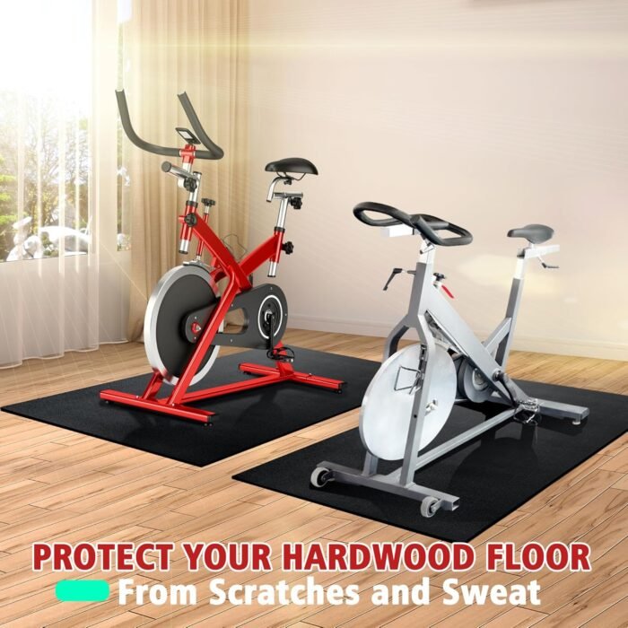 Peloton Bike Mat | 6mm Thickness, Exercise Bike Mat/Treadmill Mat for Hardwood Floors or Carpet, Non-Slip Sweat-Proof Exercise Equipment Mat for Bike Trainer/Stationary Spin Bike/Indoor Cycling - Image 3