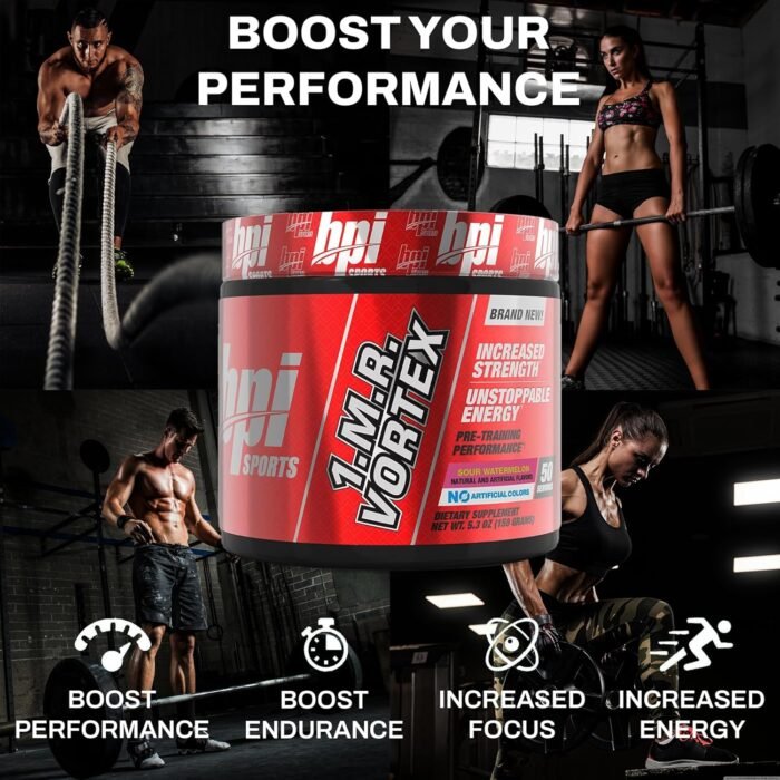 BPI Sports 1.M.R Vortex Pre Workout Powder – High Stim Preworkout for Men & Women with Glycerol, Caffeine, Niacin, and Herbal Extracts – Energy, Focus & Endurance – Sour Watermelon – 50 Servings - Image 5