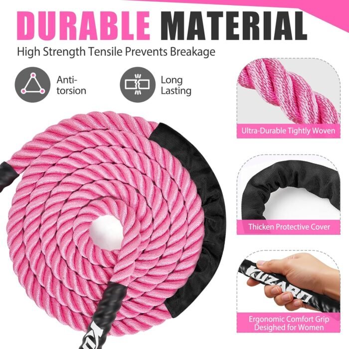 Jump Rope, Weighted Jump Rope for Women, Adult Skipping Rope for Fitness, Home Gym Workout Equipment, Heavy jumprope for Improve Strength, Weight Loss, Shaping Body, Boxing Training - Image 7