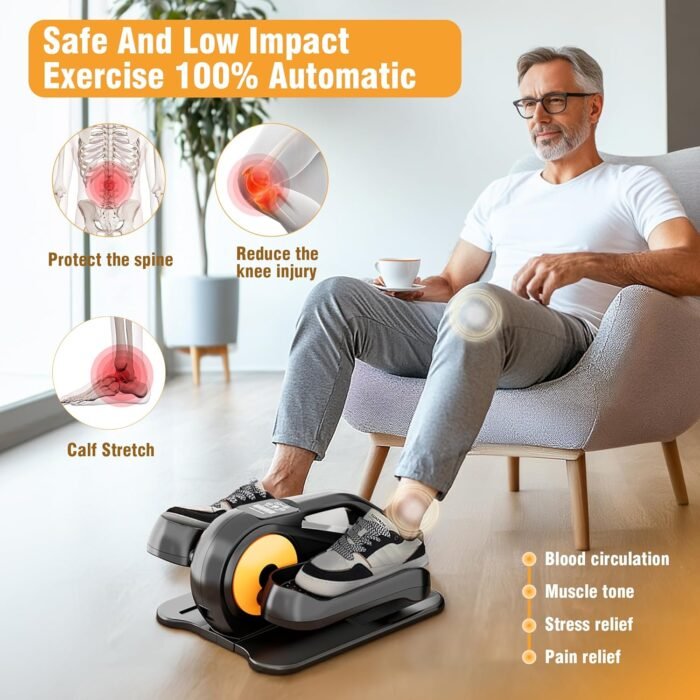 Under Desk Elliptical Machine, Ellipse Leg Exerciser While Sitting for Seniors Adults, Quiet & Portable Fully Assembled Foot Pedal Exerciser at Home with Remote Control, Exclusive Office Silent Mode - Image 3