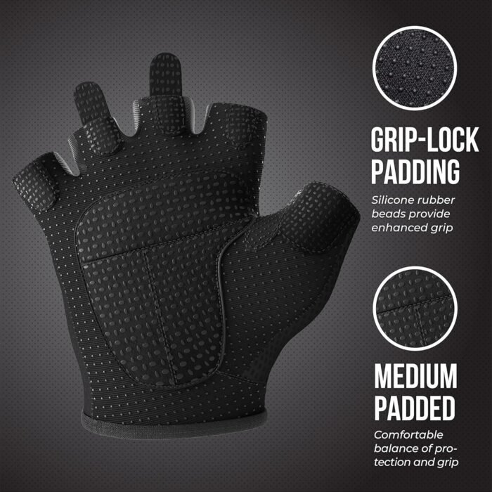 5307 Womens Designer Workout Gloves | Low Sweat Diamond Mesh Fabric w/Grip-Lock™ Silicone Palm - Image 4