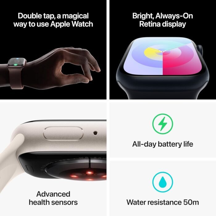 Apple Watch Series 9 [GPS 45mm] Smartwatch with Starlight Aluminum Case with Starlight Sport Loop One Size. Fitness Tracker, ECG Apps, Always-On Retina Display, Carbon Neutral - Image 6