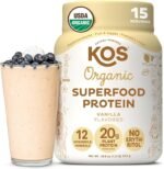 KOS Vegan Protein Powder Erythritol Free, Vanilla - USDA Organic Pea Protein Blend, Plant Based Superfood Rich in Vitamins & Minerals - Keto, Dairy Free - Meal Replacement for Women & Men, 15 Servings - Image 2