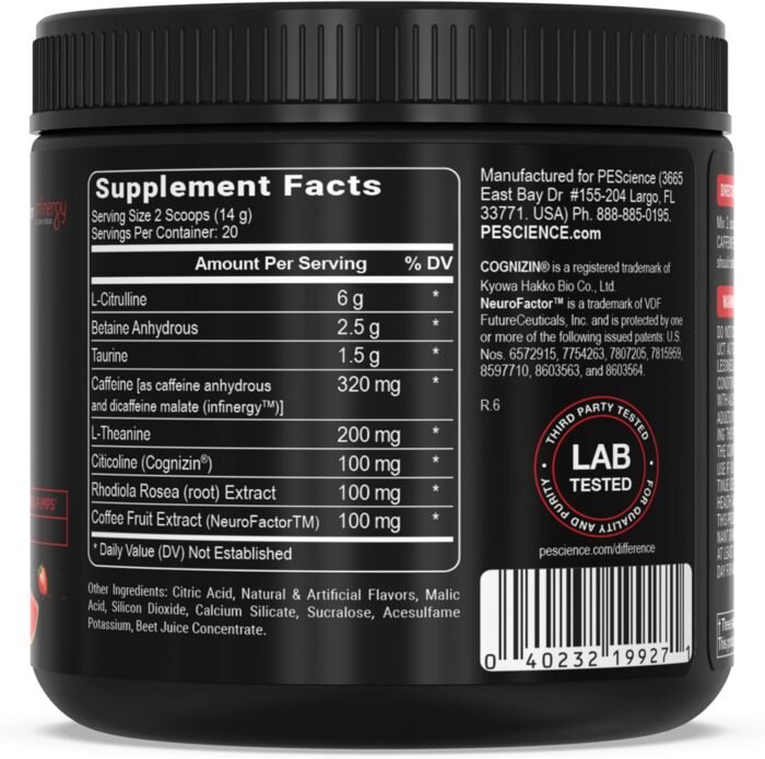 PEScience Prolific Pre Workout Powder for Men & Women with L Citrulline Nitric Oxide Booster, Energy Powder & Nootropic for Focus – Preworkout Without Beta Alanine – 40 Scoops, Melon Berry Twist - Image 6