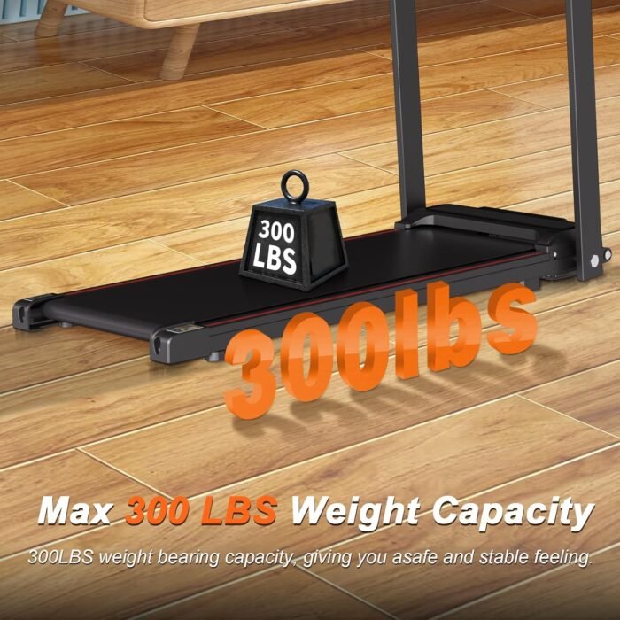 Foldable Treadmill with Handles Treadmills for Home Small Spaces 3HP Folding Treadmills Walking Pad Treadmill with Handle Bar Quiet Walking Machine, 300LBS Capacity, Portable Small Home Gym (Black) - Image 6