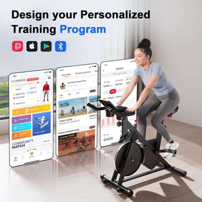Superun Exercise Bike, Stationary Bikes for Home Gym with 32-Level Magnetic Resistance, 300LBS Capacity Indoor Cycling Bike with Comfortable Seat, LED Display - Image 6