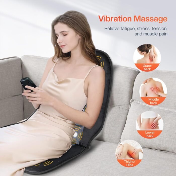 CILI Massage Chair Pad,Back Massager with Heat,Massage Seat Cushion with 10 Vibration Motors,30-60-90 Minutes Heating Options,Chair Massager for Office Chair, Home Office Use - Image 3