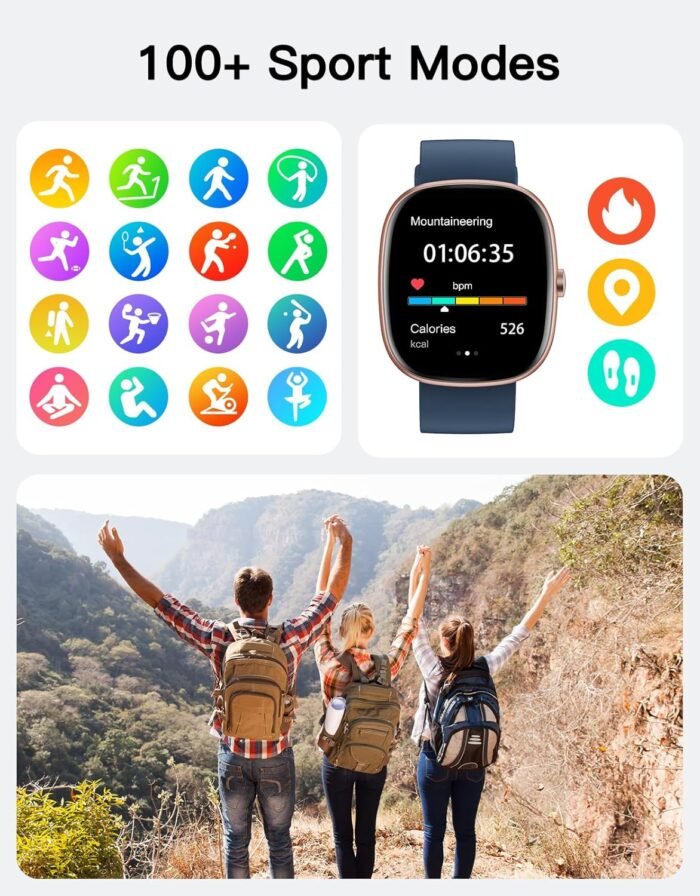 Fitness Tracker 2025 Ver. (Answer/Make Calls), 1.85" Smart Watch Fitness Watches for Women Men with 24/7 Heart Rate Blood Oxygen Monitor Sleep Tracker 100+ Sport Modes IP68 Waterproof (Blue) - Image 4