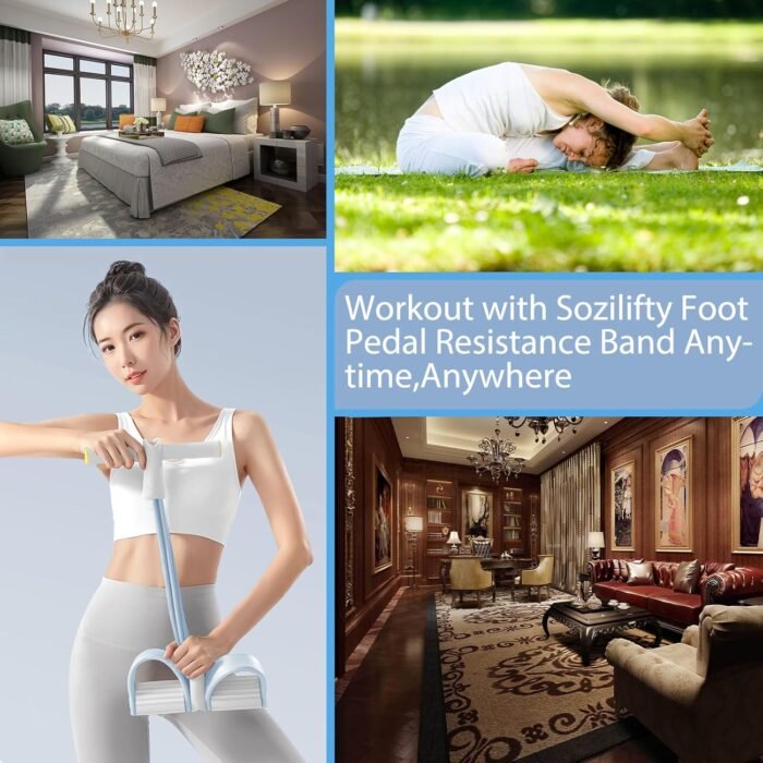 Foot Pedal Resistance Band,6-Tube Pedal Puller Resistance Rope,Yoga Elastic Exercise Bands, for Women Jump Fitness, Abdomen/Arm Weight/Waist/Leg Stretching Slimming Training - Image 6