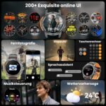 Smart Watch (Call/Notification),1.52'' Military Smart Watches for Men, Two Style Kits,Flashlight,100+Sport Modes/Heart Rate/Sleep Monitor/Pedometer, Fitness Tracker Android Phones iPhone Compatible - Image 8