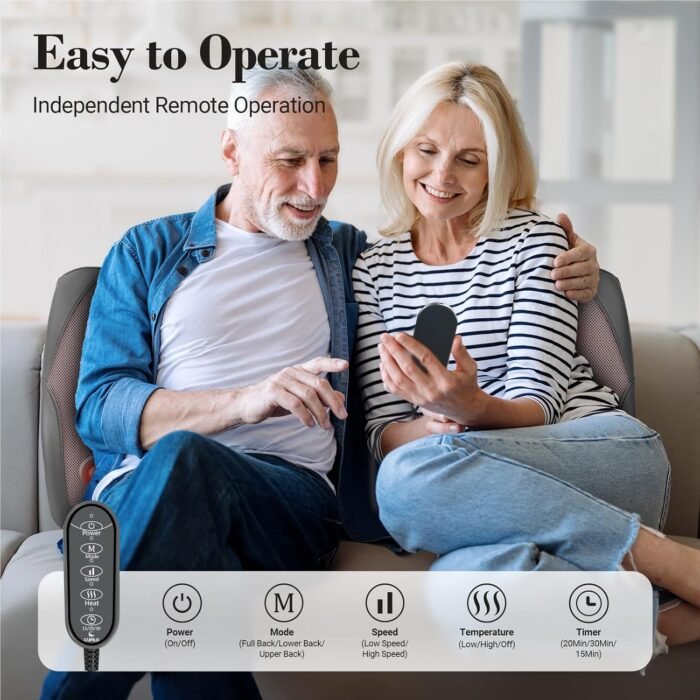 Shiatsu Low Back Massager - FSA HSA Eligible,3D Kneading Massage Pillow for Pain Relief Deep Tissue,Portable Rolling Massager for Home Office,Gifts for Mom Dad Women Men - Image 7