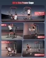 OPPSDECOR Power Cage, Multi-Function Power Rack with Adjustable Cable Pulley System, Squat Rack with Pull-up Bar, J-Hooks, More Training Attachment for Home Gym - Image 5
