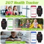 Smart Watch for Kids 1.85" with Fitness Tracker, Sleep Monitor, 22/98 Sport Modes, DIY Dial, IP68 Waterproof, Step Counter, Heart Rate, Camera, with/Without APP, Gift for 3-12 Years Old Boys and Girls - Image 3
