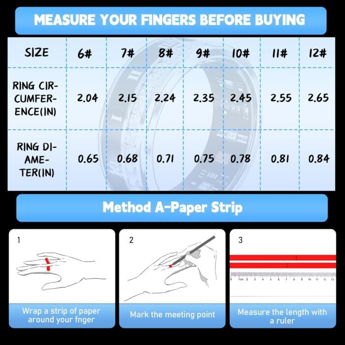Smart Ring for Women & Men | IP68 Waterproof Fitness Tracker |Sleep Tracking Heart Rate Blood Oxygen Healthy Monitor Monitor | Activity/Steps/Calories | for iOS & Android (Inky, 9#) - Image 5