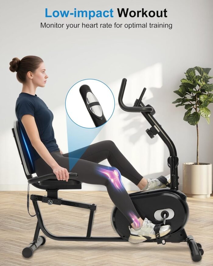 ECHANFIT Recumbent Exercise Bike for Home - 380LBS Weight Capacity, Exercise Bike with Smart Workout APP, 16-Level Magnetic Resistance, Backlit Display, Comfortable Seat - Image 8