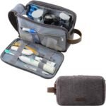 BAGSMART Toiletry Bag for Men, Canvas Travel Toiletry Organizer Dopp Kit Water-resistant Shaving Bag for Toiletries Accessories,Grey-Medium - Image 2