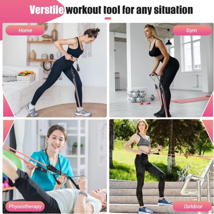 Resistance Bands with Handles for Women, 5 Level Exercise Bands Workout Bands for Physical Therapy, Yoga, Pilates, Door Anchor, Storage Pouch - Image 7