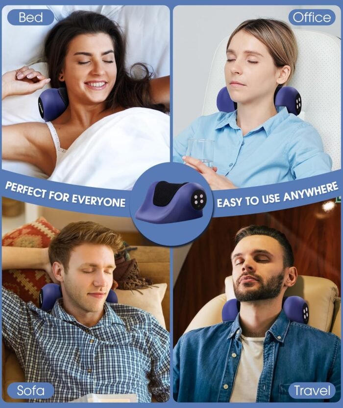 Neck Stretcher for Pain Relief,Portable Cordless Neck Massager with Heat, 3 Adjustable Modes Cervical Traction Device Neck Massager Pillow for Relieve Muscle Tension Spine Alignment (Blue) - Image 8