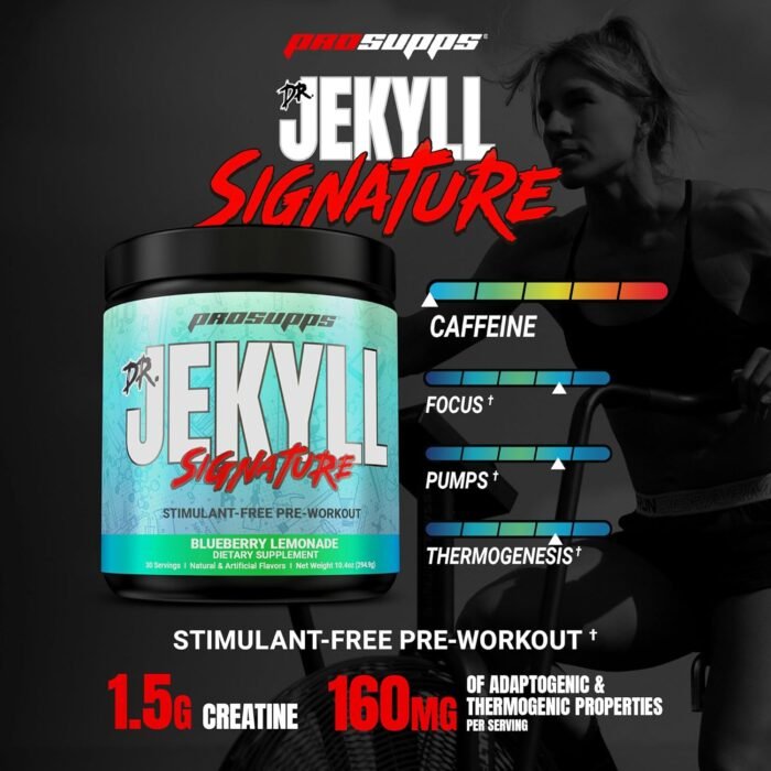 PROSUPPS Dr. Jekyll Signature Pre Workout Powder with Creatine - Stim-Free Preworkout Supports Focus & Endurance - Caffeine-Free Gym & Fitness Supplements (Blueberry Lemonade, 30 Servings) - Image 3