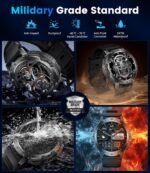 Military Smart Watches for Men(Answer/Make Calls) with LED Flashlight,530mAh Large Battery,1.43’’ AMOLED Fitness Tracker Heart Rate/SpO2/Sleep Monitor 5ATM Smartwatch for Android iOS,Silicone - Image 3