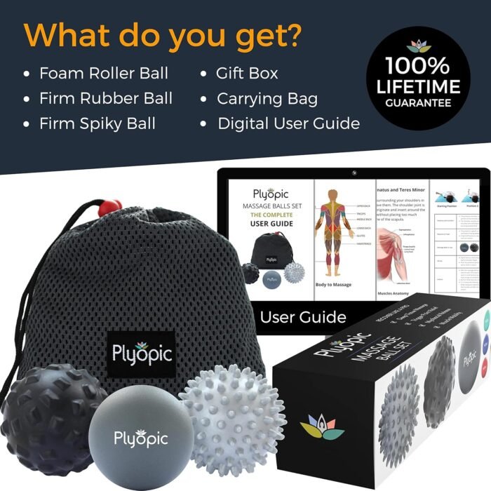 Plyopic. Massage Ball Set – for Deep Tissue Muscle Massage, Myofascial Release, Trigger Points, Mobility, Plantar Fasciitis - Eliminate Muscle Tension & Tightness in Your Back Neck Foot - Image 3
