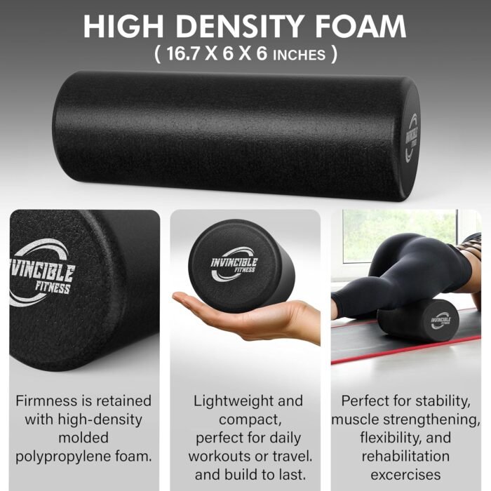 Invincible Fitness EPP Foam Roller for Deep Tissue Massage – Enhance Recovery, Relieve Pain, and Boost Mobility for a Stronger, Healthier You (Black) - Image 4