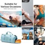 ZGWJ Sports Gym Bag with Wet Pocket & Shoes Compartment, Waterproof Shoulder Weekender Bag for Women and Men Swim Sports Travel Gym Bag Lightweight and easy Carry on Light Blue - Image 8