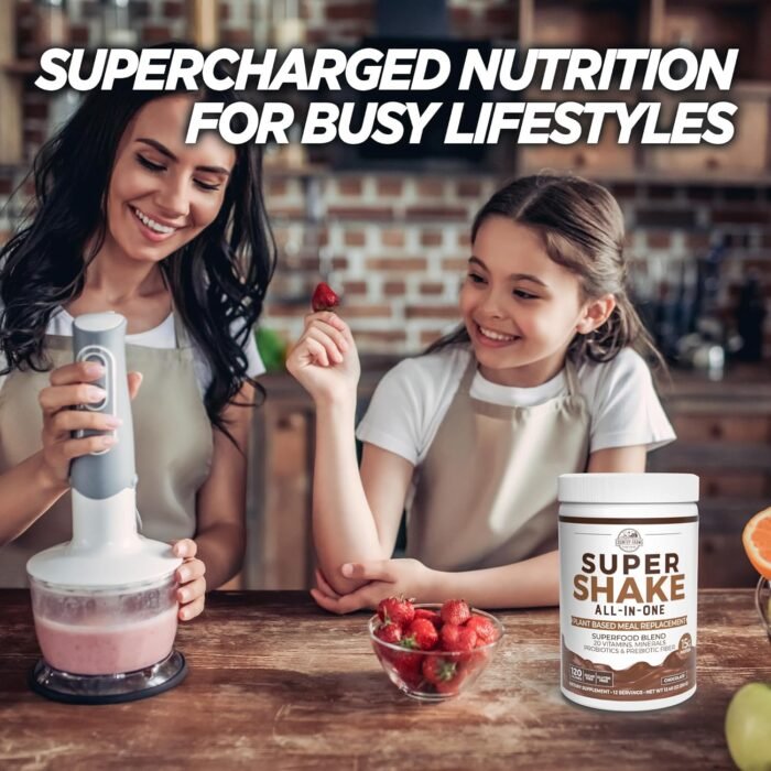 Country Farms All-in-One Super Shake Meal Replacement 15g Plant Protein Dietary Supplement with Superfoods, Vitamins, Probiotics and Prebiotics, 12 Servings, Chocolate, 12.48 Oz - Image 5