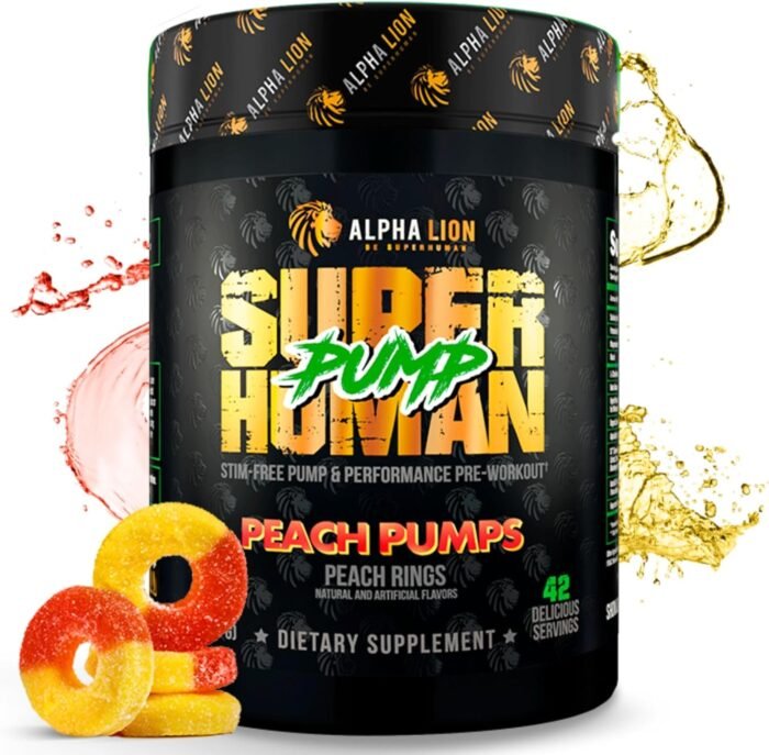 ALPHA LION Superhuman Pump Pre Workout Powder, Nootropic Caffeine & Stim Free Preworkout Supplement, Nitric Oxide Booster, Muscle Gainer, Energy & Focus (42 Servings, Peach Pumps Flavor) - Image 2