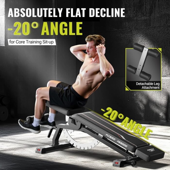 FLYBIRD Strength Training Bench for Home Gym, Adjustable Weight Bench can be Folded for Storage/Vertical Storage, Space-Saving Workout Bench - Image 5