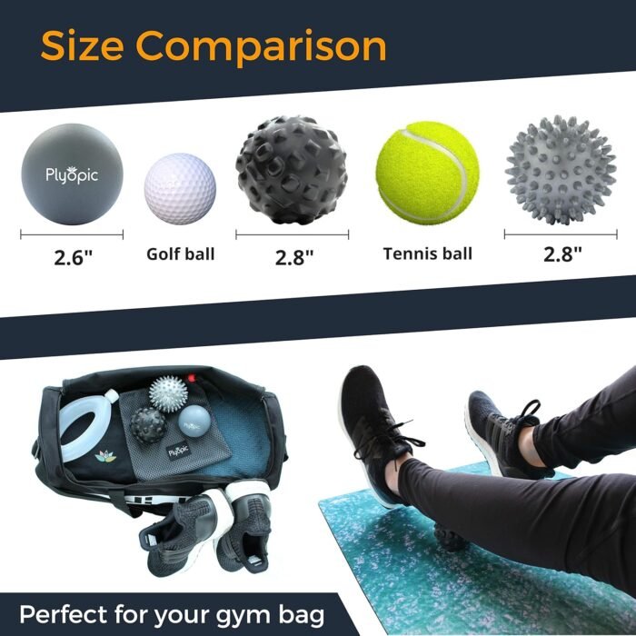 Plyopic. Massage Ball Set – for Deep Tissue Muscle Massage, Myofascial Release, Trigger Points, Mobility, Plantar Fasciitis - Eliminate Muscle Tension & Tightness in Your Back Neck Foot - Image 8