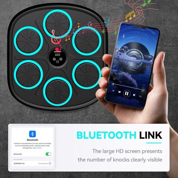 2025 Upgraded Smart Music Boxing Machine with Gloves, Wall-Mounted Bluetooth Electronic Boxing Trainer, LED Screen Punching Target for Home Gym, Office Stress Relief - Adults & Kids Workout Equipment - Image 4