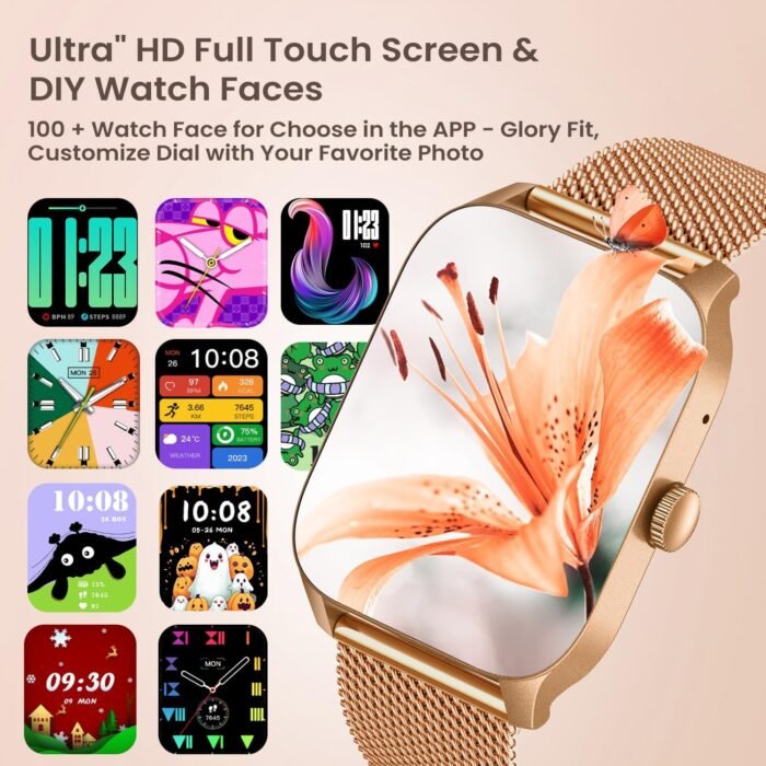 Smart Watches for Women Android iOS Phones: Gold Smartwatch for Women 1.83" Touchscreen with Answer/Make Call Waterproof Heart Rate Blood Pressure Sleep Sport Alarm Pedometer Calorie Fitness Tracker - Image 7