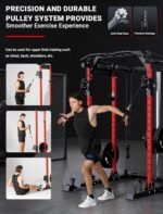YOLEO Smooth Dual Pulley System Power Cage, 1600LBS Adjustable Cable Crossover Power Rack, Multi-Functional Squat Rack for Home Gym with More Training Attachment - Image 3