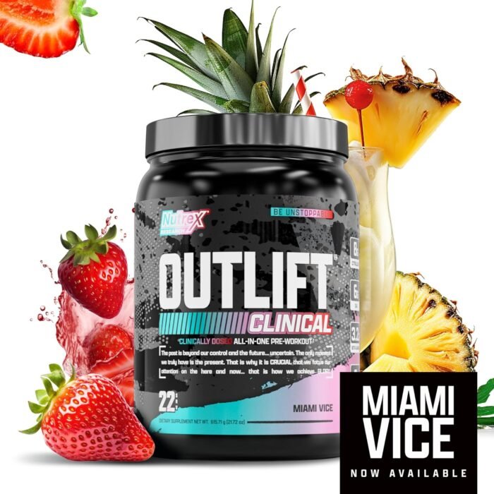 Nutrex Research Outlift Clinical | Clinically Dosed Pre Workout Powder with Creatine, 8G Citrulline, EAA | Energy, Performance, Pump Preworkout | Pineapple and Coconut | (22 Servings, Miami Vice) - Image 5