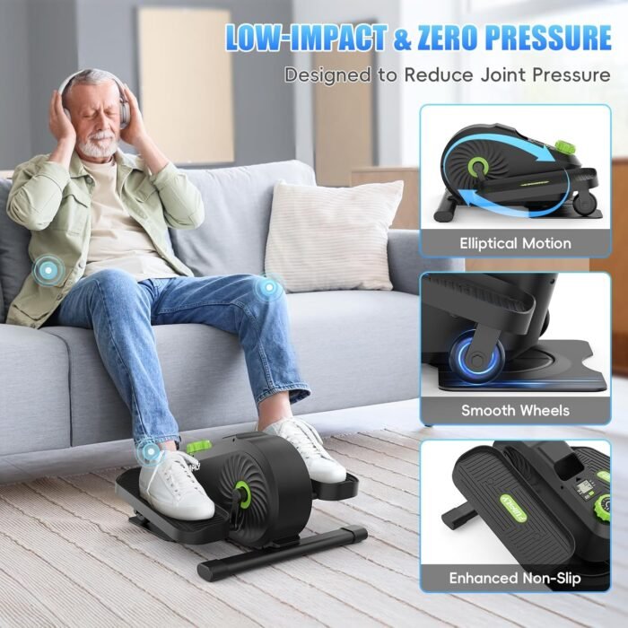 FUNMILY Under Desk Elliptical, Under Desk Bike Pedal Exerciser, Fully Assembled Leg Exerciser 2 in 1 Seated Standing Elliptical, Ultra-Quiet Mini Elliptical Machines for Home Office Use - Image 6